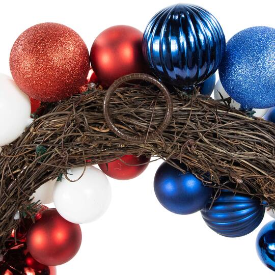 22" Red, white & Blue Glittered Patriotic Ornament Wreath